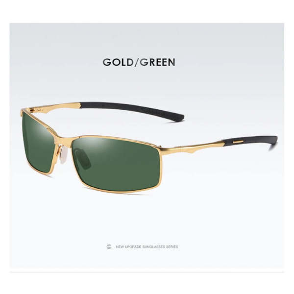 BOOROOT Polarized Solglasögon Män Dam Legering Solglasögon Modedesign UV400 Outdoor Driving Spegel Solglasögon Gold Frame-Green Zipper Glasses Case
