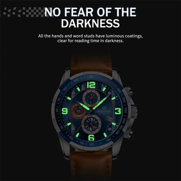 Toppmärke NAVIFORCE Trend Cool watch för män Vattentät läder kvarts herrklockor Lyxarmbandsur Luminous Man Watches SGNGN-BOX