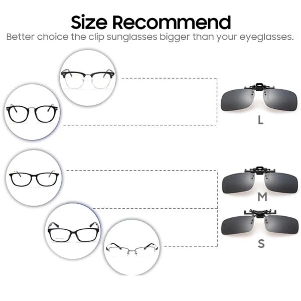 VIVIBEE Men Polarized Flip Up Clip on Solglasögon Svart Körning UV400 Kvinnor Square S M L Goggles Night Vision Fiskeglasögon 2 Night Vision M Size -with case