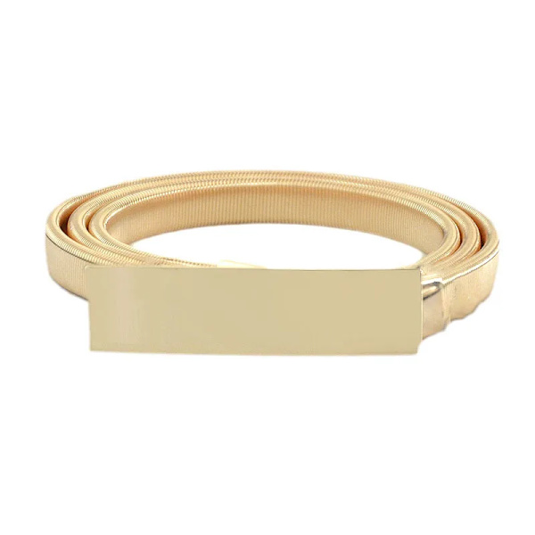 Kvinnor Guld skalbälte Nytt metallspänne Elastiska bälten för kvinnor Stretch midjekedja Midjeband Kvinnlig klänning Mode Gold 7 72cm