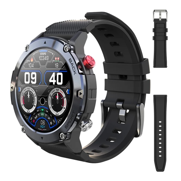LEMFO LF26 Max Smart Watch Herr Bluetooth Call Smartwatch IP68 Vattentät 360 HD Screen Standby för Android IOS Black black(.316)
