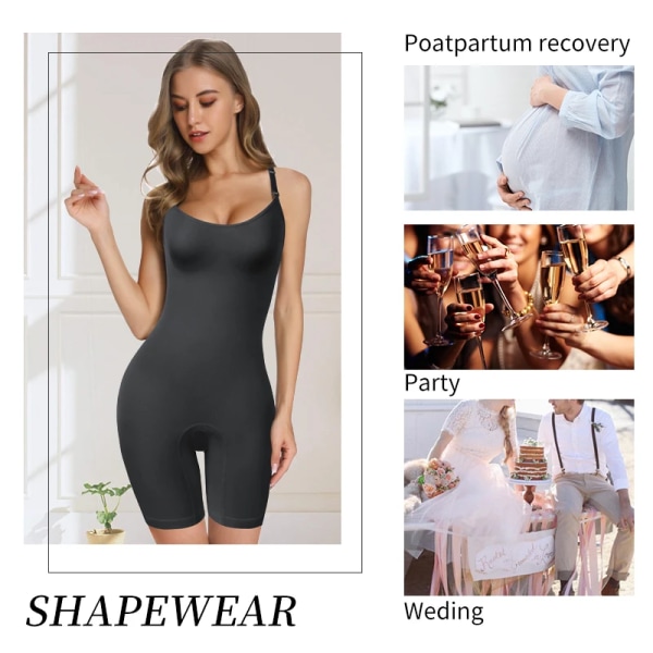 Shapewear för kvinnor Waist Trainer Seamless Body Shaper Briefer Faja Tummy Control Butt Lifter Black-2pieces L
