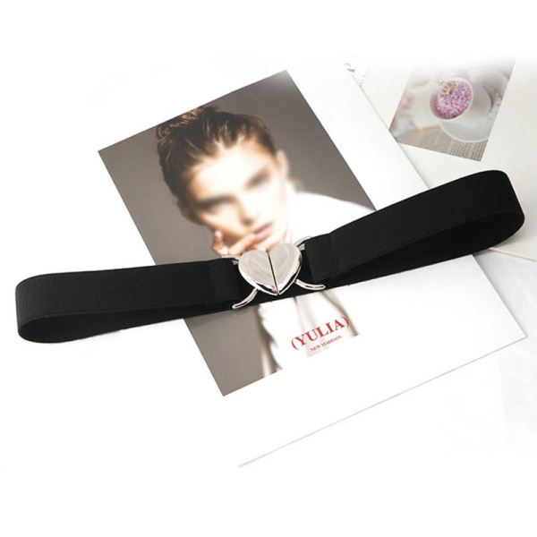 Barncanvasbälten Flickor Flerfärgade justerbara elastiska midjebälten med hjärtformad spänne Uniform klänningsdekorationer Black one size