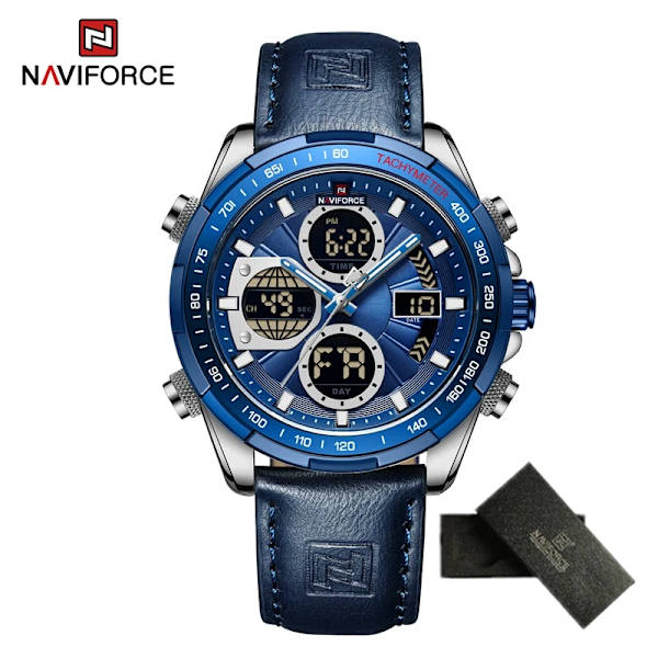 NAVIFORCE Business Lyx Läder Herrklockor Sport Kronograf Watch För Man Vattentät Quartz Armbandsur Nytt Original S-BE-BE