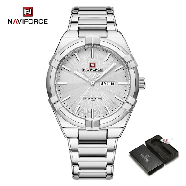 Topp originalmärke NAVIFORCE Quartz klockor för män Lyx vattentät rostfritt stål Casual Armbandsur 2023 Ny modedesign SW-BOX