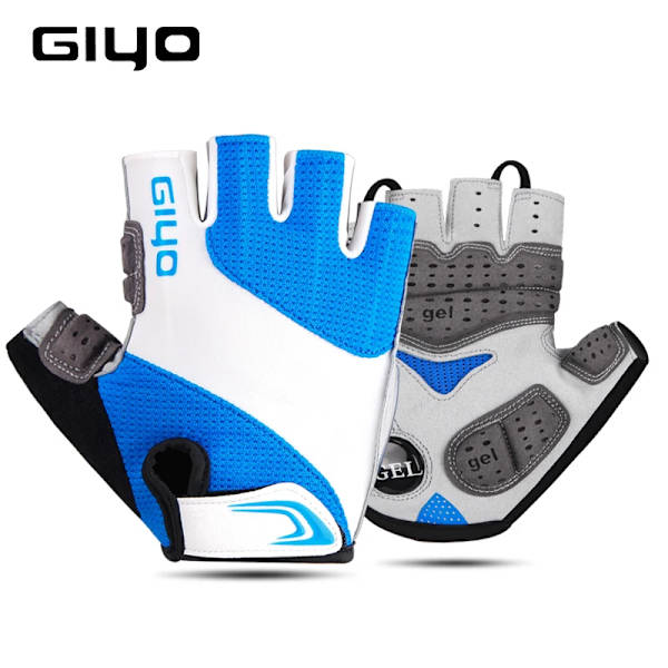 GIYO Cykelhandskar Halvfinger utomhushandskar för män Kvinnor Extra Gel Pad Andas MTB Road Racing Ridning Cykelhandskar DH Blue M