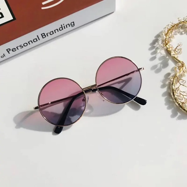 Retro solglasögon Rund båge Barn Baby Barn Vilda brittisk stil Metallsolglasögon Utomhus Resor UV-skydd Oculos De Sol A06
