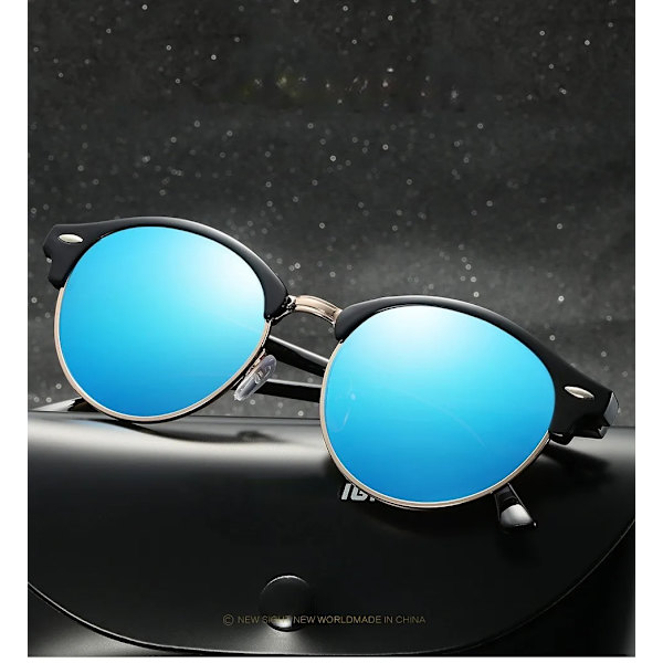 Klassiska halvbåglösa polariserade solglasögon Herr Dam Märkesdesigner Retro Driving Solglasögon Anti-bländning Oculos De Sol UV400 leopard tea AS
