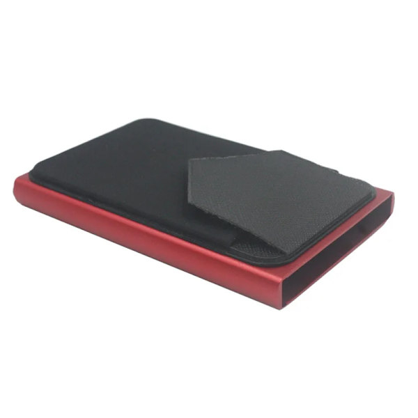 Smal aluminiumplånbok med elasticitet på baksidan ID Kreditkortshållare Mini RFID-plånbok Automatisk pop up case Red