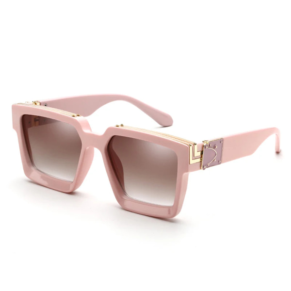 Nytt lyxvarumärke Designer fyrkantiga överdimensionerade solglasögon Herr Kvinnor 2022 Mode Tjocka Bågar Glasögon Herr UV400 Manlig Kändis C3 Pink Brown As picture