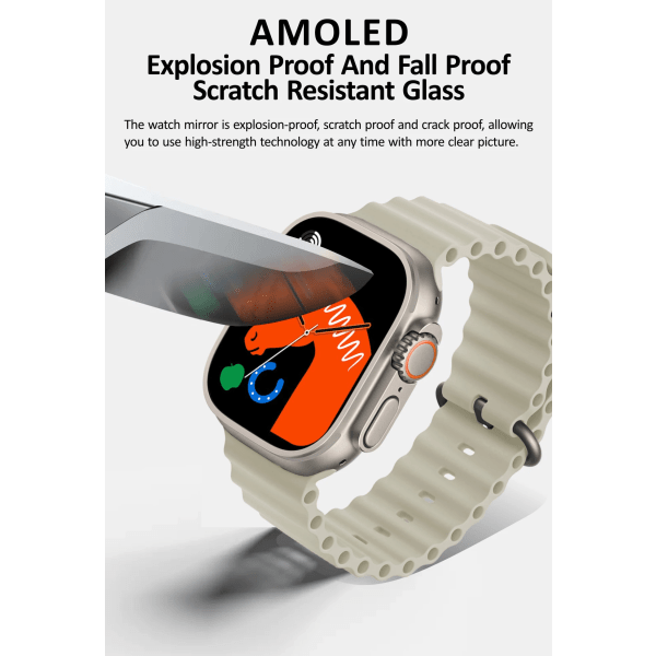HK8 Pro Max Ultra Smart Watch Herr 49mm AMOLED Skärm Kompass NFC Smartwatch Blodtryck Fitness Klockor för Android IOS Black-Alpine Green
