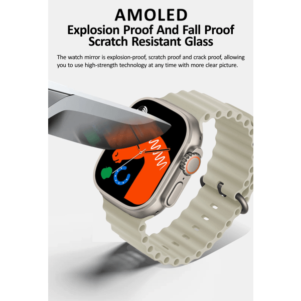 HK8 Pro Max Ultra Smart Watch Herr 49mm AMOLED Skärm Kompass NFC Smartwatch Blodtryck Fitness Klockor för Android IOS Orange