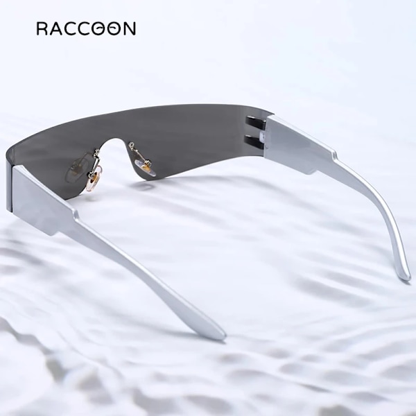 Kardashan Flat Top Shield Mode Punk Solglasögon Dam Y2K Solglasögon Män Spegel One Piece Glasögon 2000S 90S Estetiska glasögon D7-transparent look picture