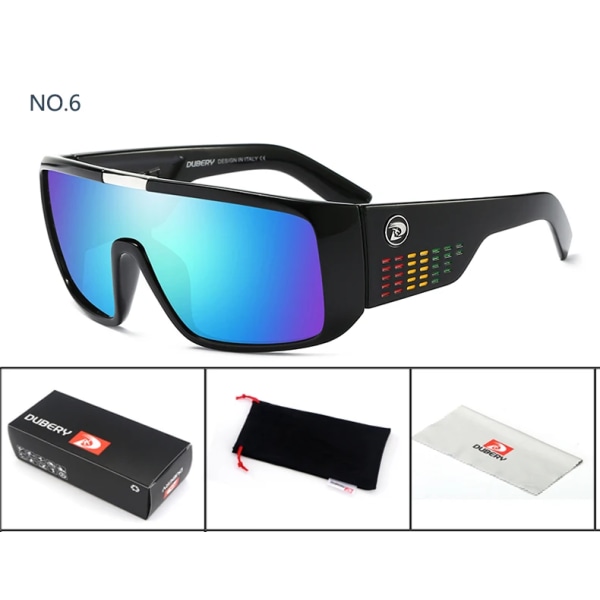 DUBERY Solglasögon Herr Retro Man Goggle Färgglada Solglasögon För Herr Modemärke Lyx Spegel Överdimensionerade solglasögon UV400 C6 D2030
