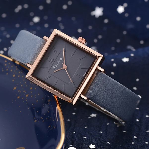 Damklockor Lyx Fyrkantig Urtavla Rose Gold Mode Enkla Klockor Spänne Klänning Armbandsur Causal Damklocka reloj mujer brown