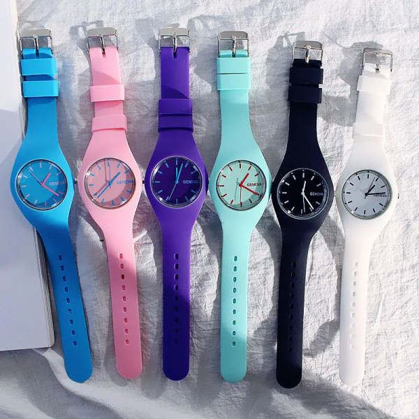 Mode Jelly Watch Kvinnor Casual Genève Sport Klockor reloj mujer Quartz Armbandsur Herrklocka watch hombre Blue