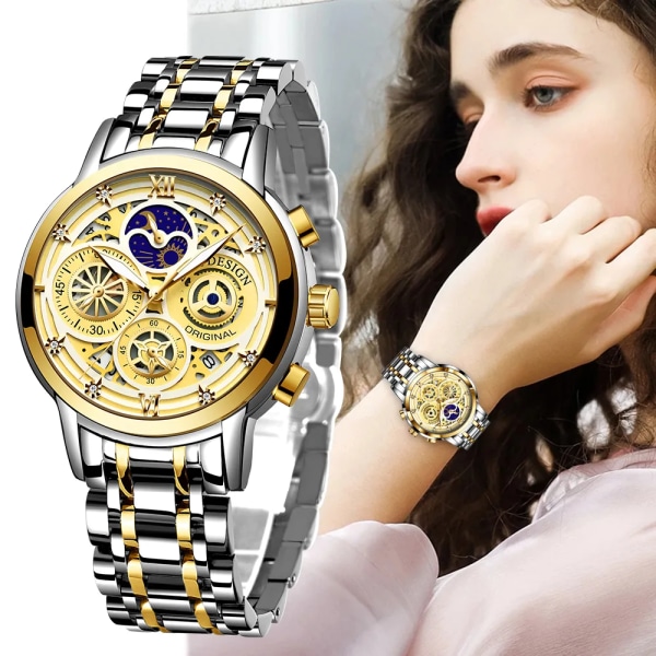 LIGE Watch Kvinna Lyxmode Vattentät watch för kvinnor Klockor Quartz Rostfritt stål Klocka Present Relogio Feminino+box Silver white