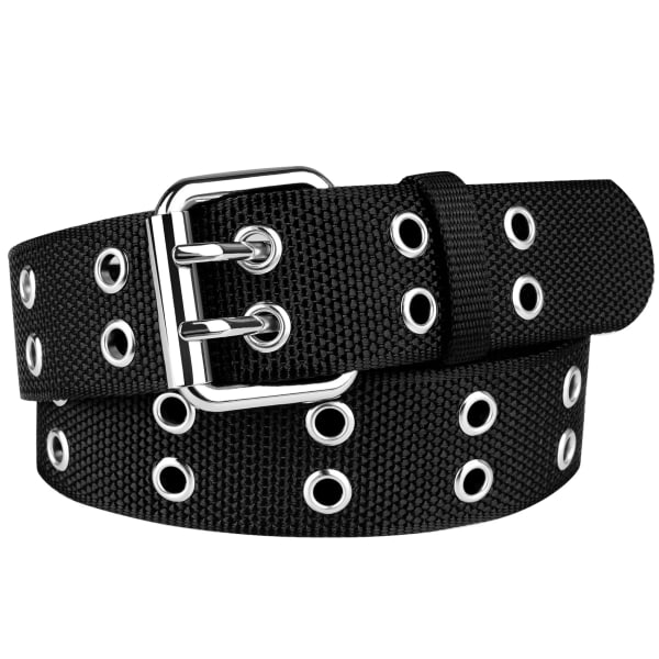 Drizzte Grommet Nylon Stor storlek 39'' till 67'' 170 cm Dubbelstift Punk för män kvinnor Double Black Hole 110cm for Waist32-35