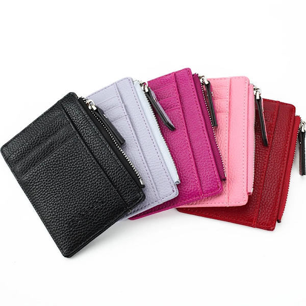 PU-läder Dam-ID Kreditbankkortshållare Dragkedja Smal plånbok Mode Liten myntväska Pengar Clip- case Cover C Red