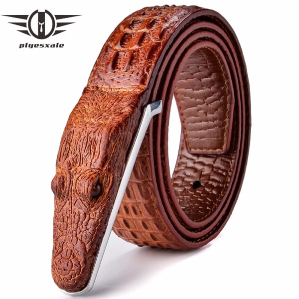 Plyesxale Brand Herrbälten Lyxigt Läder Designerbälte Herr Hög kvalitet Ceinture Homme Crocodile Cinturones Hombre 2022 B2 Black 125cm