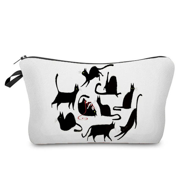 Svart katt utskrift kvinnor kosmetiska väskor Djur Söt Casual Bärbar förvaring Sminkväska Toalettväskor hz2497 Cat Bag