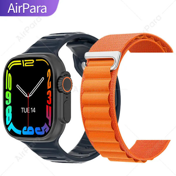 AirPara Smart Watch Ultra Bluetooth Call NFC Smartwatch Wireless Charge Health Monitor Herr Dam Fitness Watches Series 8 With Alpine Strap(.542)