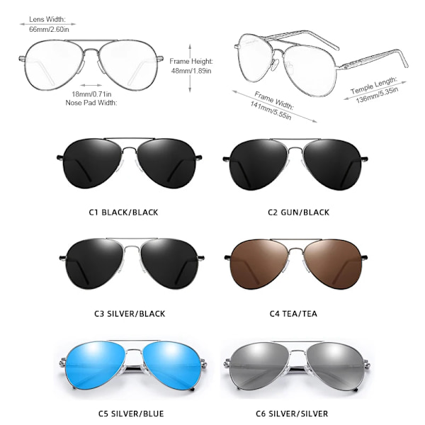 FUQIAN Mode Pilot Män Polariserade Solglasögon Oversized Metal Aviation Man Solglasögon Klassiska Svarta Driving Shades UV400 Gun Black Polarized