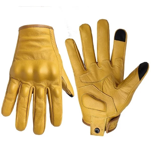 Motorcykelhandskar Dam Mentouch Skärm Premium Läder Svart Gul Brun Cykelhandske Motorcykel Motorcross Vante Men G01D Mesh M