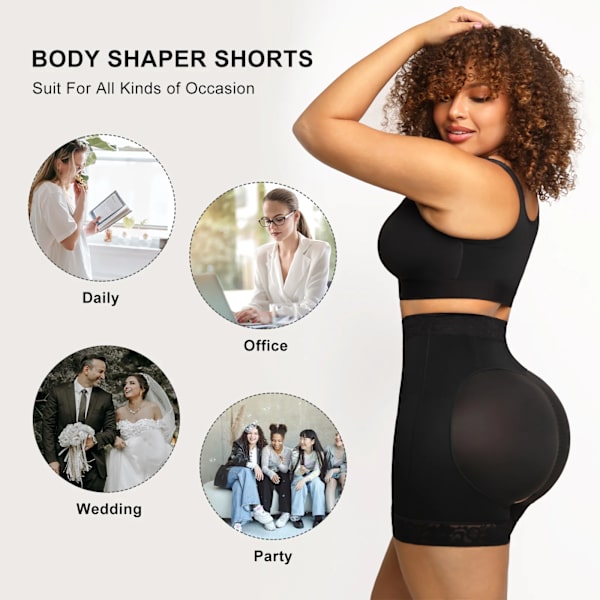 Hexin Butt Lifter Shorts Fake Ass Stora skinkor Hip Enhancer Trosor med extra stora kuddar Body Shaper Shorts Shapewear Booty Black XXL