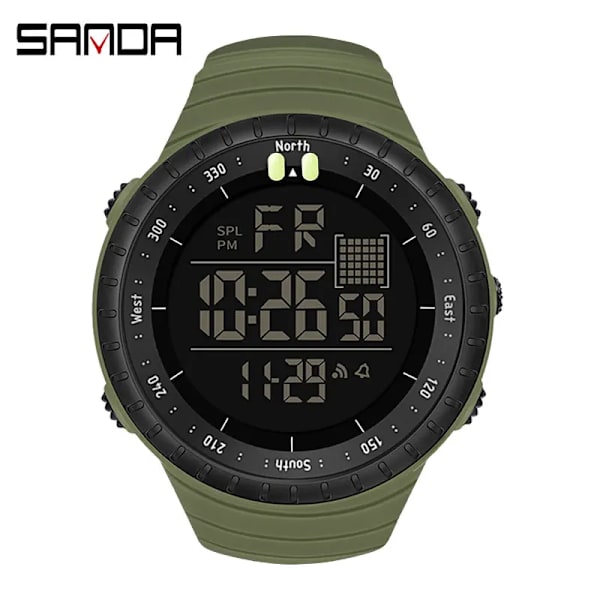 SYNOKE Army Green Casual Watch Herr Sportklockor utomhus Vattentät LED Elektronisk Digital Armbandsur Klocka reloj hombre 2022 Update Green