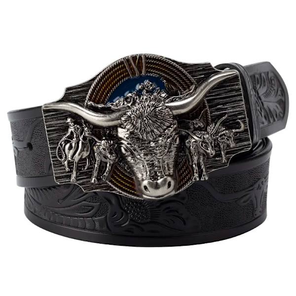 Komönster bälte äkta läder Fritid Cowboy Big Agio Cow Silver wine red 85cm