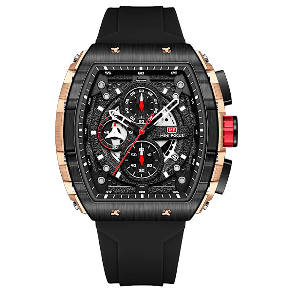 Herrklockor Mode Sport Watch för män Lyxigt toppmärke Vattentäta armbandsur Svart silikonarmband Relogio Masculino MF0399G01B
