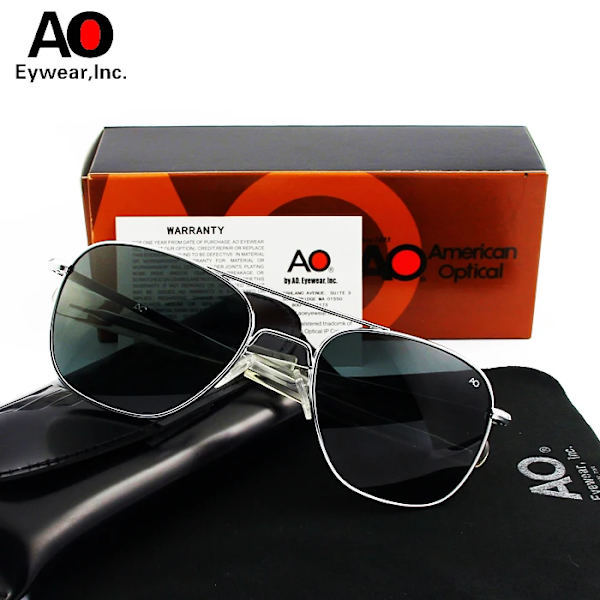Aviation rektangel ao logotyp solglasögon kvinnor män 2022 uv400 lyxmärke designer glaslins oculos de sol masculino uv protectio sliver-gray Glass lenses