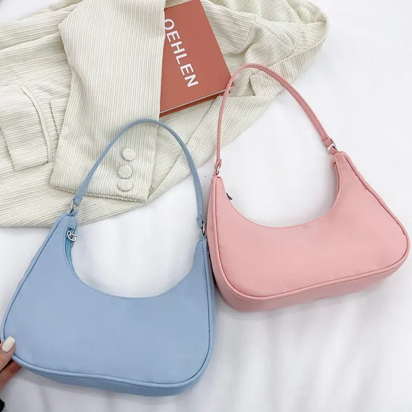 Damväskor Armhåla Axelväska Liten axelväska Nylon Underarmsväskor Clutch Dam Hobos Simple Handväskor Bolso Feminina Beige
