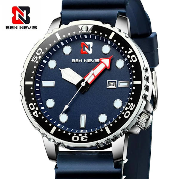 Ben Nevis herrklockor Lyxig analog watch med datum Watch Vattentät silikongummirem Relogio Masculino black green with box