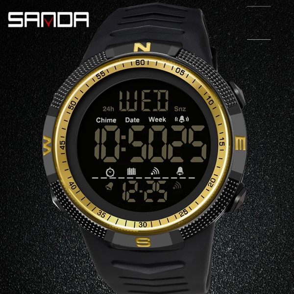 Militär watch Herrklocka Modemärke SANDA Digital Armbandsur Stötsäker Countdown Klockor Vattentät Hour Armband black red