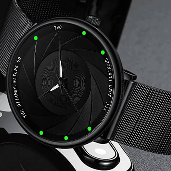 2022 Minimalistiska modeklockor för män Ultratunt rostfritt stål Mesh bälte Quartz Watch Herr Business Watch Montre Homme Mesh Black Blue