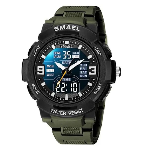 SAMEL Digital Watch Man 2023 New Chronograph Sports Watch For Herr Vattentät 5 Bar Quartz Armbandsur reloj hombre 1912 Army Green