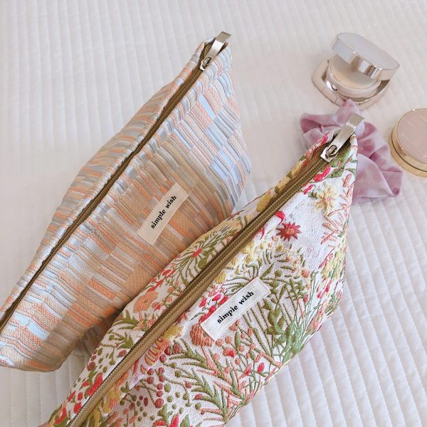 Canvastyg Damkosmetikväska Dam Clutch Nytt blommiga sminkväskor Rese sanitetsbinda Organizer Förvaringspåse C