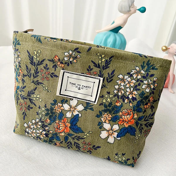 Stor Kvinnor Blommig Kosmetikväska Blommor Sminkväska Resesmink Case Organizer Kvinnlig Handväska Clutch Handväska Dragkedja M