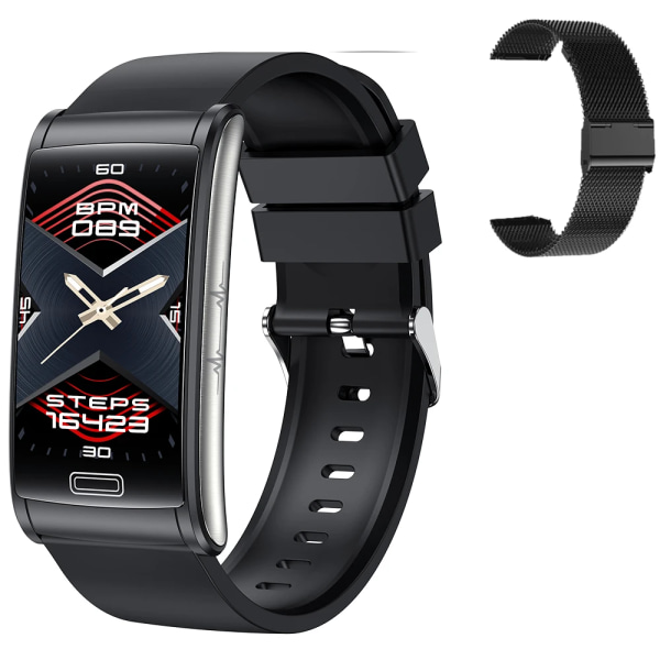 Ny E600 EKG Smart Watch Herr Icke-invasiv Blodsocker Puls Blodtrycksmätare Sportsteg Smartwatch Dam Android add metal black(.1225)