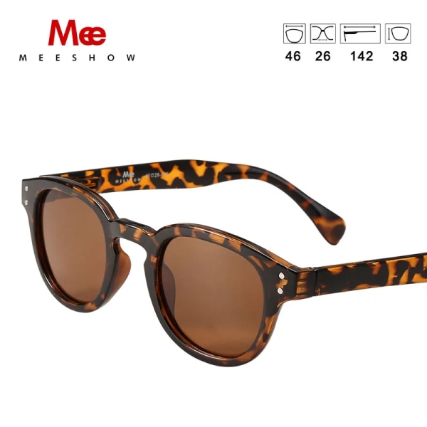 Meeshow Design 2023 Män Kvinnor Retro Mode Solglasögon kristall Design Rund Båge 100 % UV-skydd Nylon Lins Solglasögon Tortoise.Pol Sunglasses