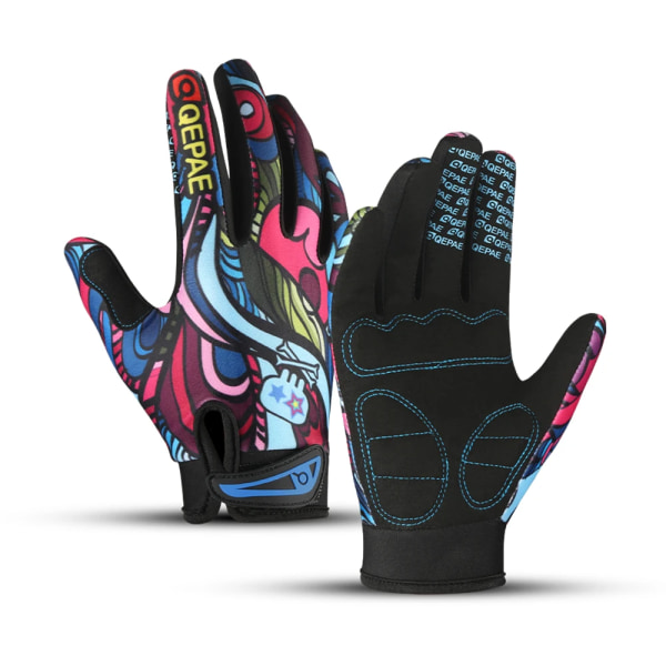 Print Cykelhandskar Cykel Cykel Sport Helfinger Vandringshandskar Mesh GEL Vinterhandskar Dam Black M