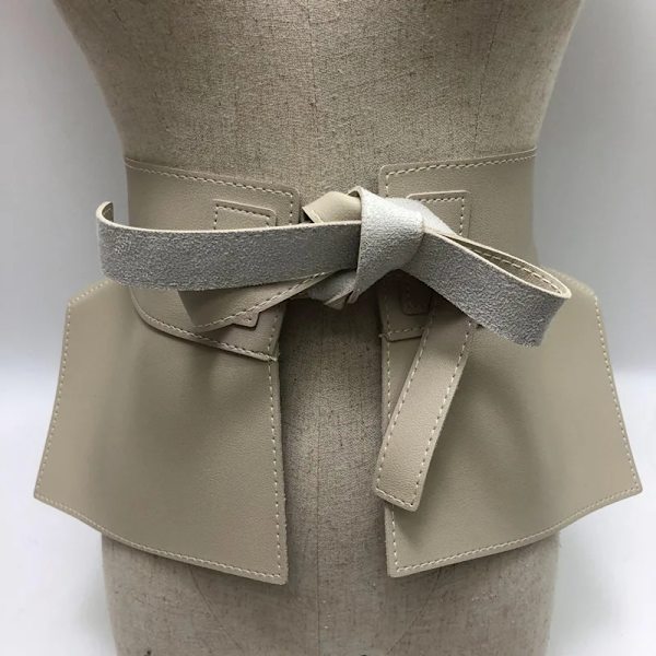 Kvinnor Peplum Bälte Kvinnlig Kjol Läder Midjebälten Mode Damer PU Svart rosett Bred sele Klänningar Designer midjeband Red 1pc
