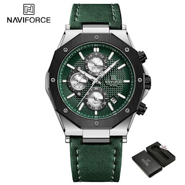 Nya NAVIFORCE klockor Top Lyx Märke Sport Watch Läder Vattentät Business Mode Kronograf Armbandsur Auto Date WIith Box7