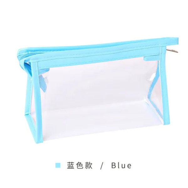 DIY Tjejer Transparent kosmetisk väska Kvinnor Dragkedja Klara sminkväskor Case Resor PVC Bad Toalettartiklar Tvätt Förvaringsväska Blue