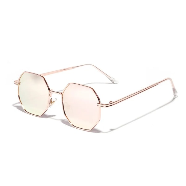 Trend Square Solglasögon Kvinnor Män Vintage Polygon Solglasögon för metall Märke Designer Solglasögon Dam Goggle UV400 Pink As the picture