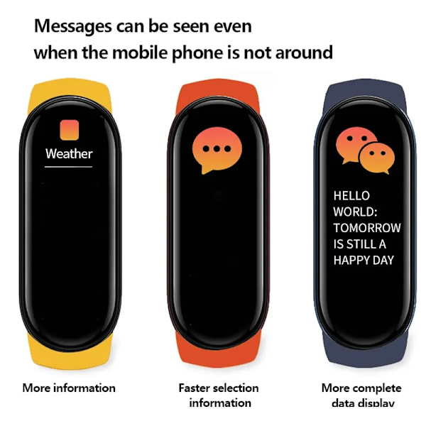Sport Smart Watch Blodsyre Pulsmätning Helskärm Sport Lång batteritid Smartband för Apple och Android Black