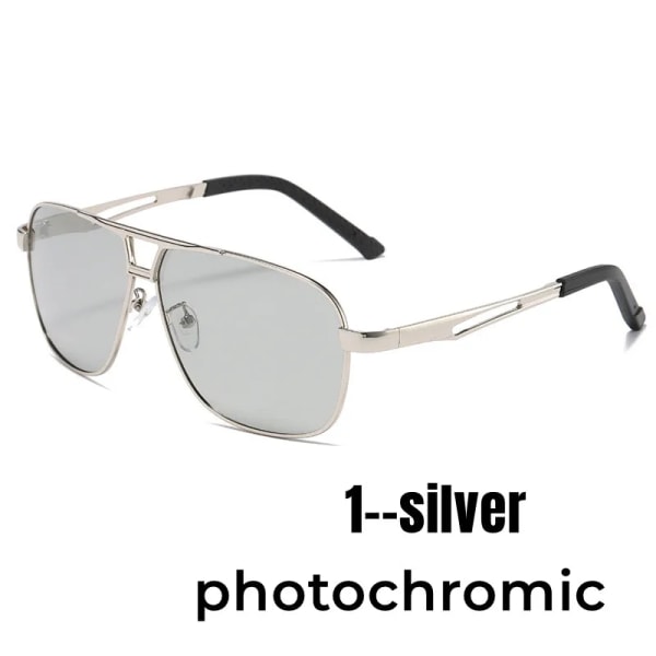 Photochromic Night Vision polariserade solglasögon utomhus kameleont dag och natt UV400 byte lins för män kör solglasögon 1--silver AS PICTURE