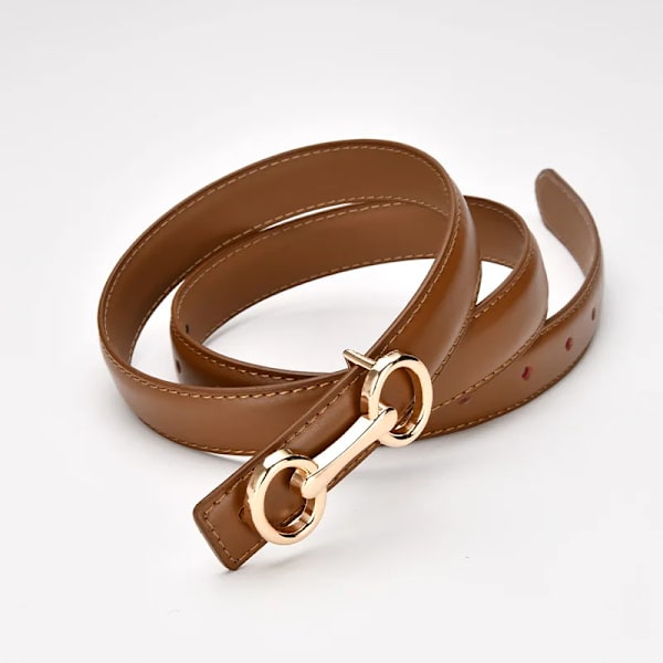Dambälte Lyxdesigner nålhål Justerbart bältesspänne Modeläderjeans Midjeband Tjej Högkvalitativa kvinnliga bälten Nytt brown 95CM